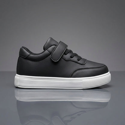 Kids Glossy PU Sports Shoes with Hook-and-Loop Closure