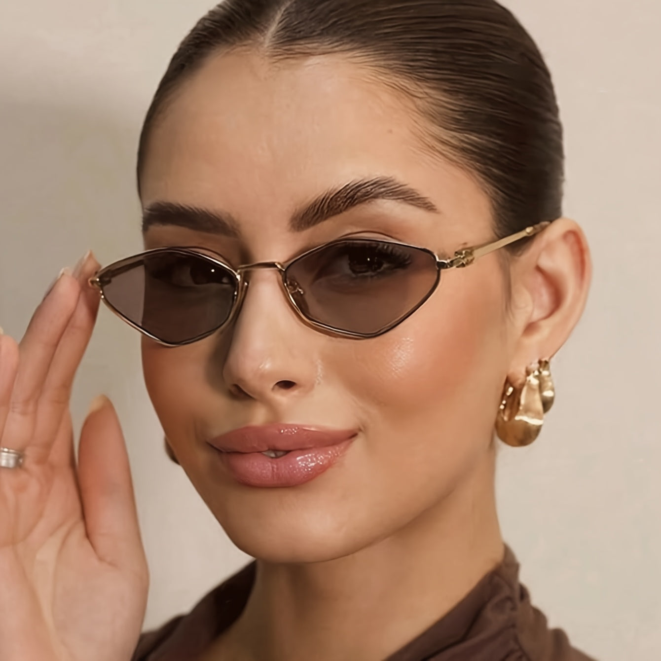 Unisex Small Metal Frame Cat Eye Glasses with Tinted Lenses