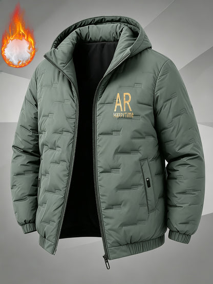 Men's Casual Hooded Zipper Jacket, Thickened Fall/Winter Coat