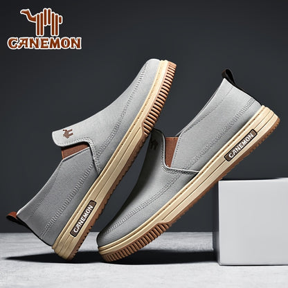 CANEMON Men's Slip-On Canvas Sneakers - Breathable, Non-Slip Soft Sole Casual Shoes with Striped Design, Comfortable All-Season Wear for Outdoor & Everyday Use