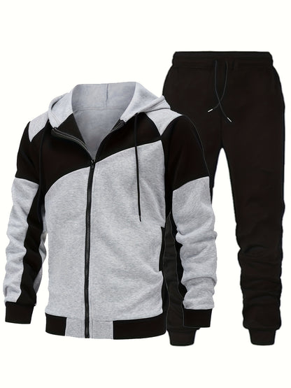 New Autumn and Winter Men's Zipper Design Hoodie Suit Fleece Hoodie Men's Casual Sports Suit