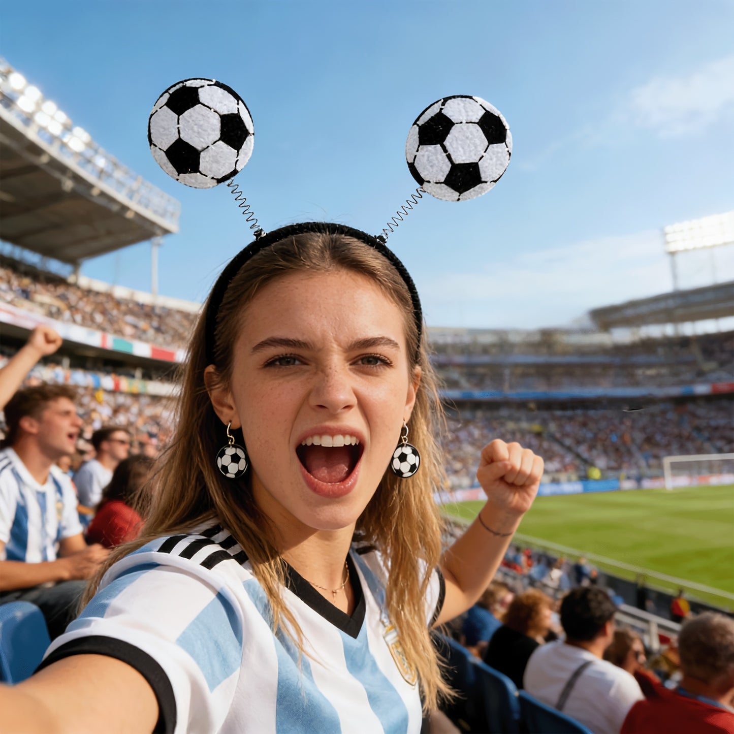 Black & White Soccer Fan Headbands for Kids & Adults