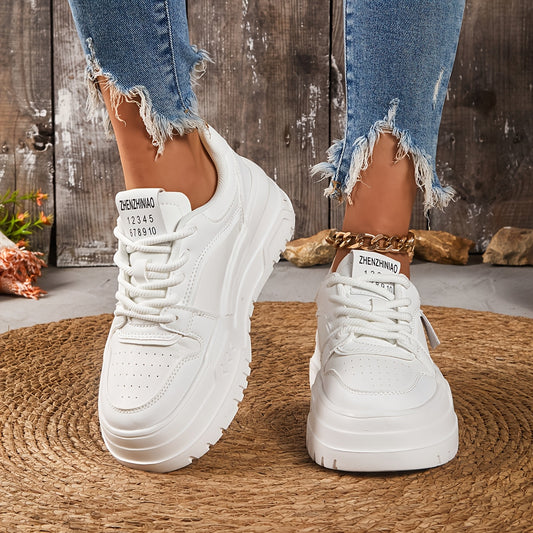 Women'S Fashion Sneakers - All-Season Low Top Lace-Up Sports Shoes, Solid Color Lightweight with EVA Sole, Comfortable Mesh Inner, Man-Made Materials Upper/Insole, Plain Toe Design