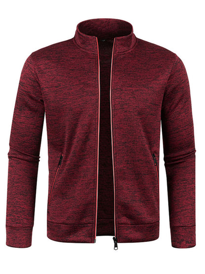 Men's Stand Collar Jacket - Full-Zip Casual Athletic Coat, Light Grey with Lime Accents, Zippered Front Closure for Gym, Office, Everyday - Machine Washable Outerwear, Gym Wear, Sporty Design, Smooth Texture, Lightweight Coat