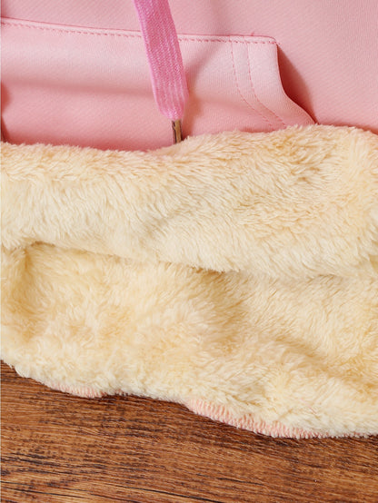 Women'S Plush Fleece-Lined Hooded Sweatshirt with Bear Print & Zipper Closure - Cozy Winter Warmth, / Color Block Design, Soft Fleece Fabric, Casual Pullover for Fall & Winter, Autumn Winter Apparel | Hooded Sweatshirt | Zipp