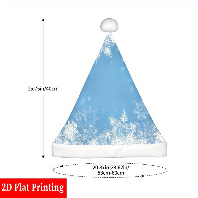 The winter 2D Flat Print Party Hats, Christmas Hats, Holiday Hats, And Decorations Blue background covered with snowflakes Pattern, for Party, Christmas And New Year Celebrations, 2D Flat,  Winter Parties, Holiday Theme, Fest
