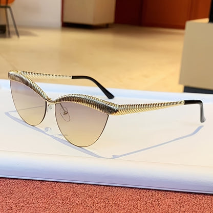 Half-Rim Cat-Eye Decorative Glasses with Zinc Alloy Frame