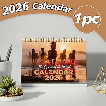 2026 Horse-Themed Wall & Desk Calendar with 12 Galloping Horse Scenes - A5 Spiral Bound Planner, Monthly View with Ample Writing Space, HD Double-Sided Photos for equestrian Gift, for home/Office Decor (January-December 2026)