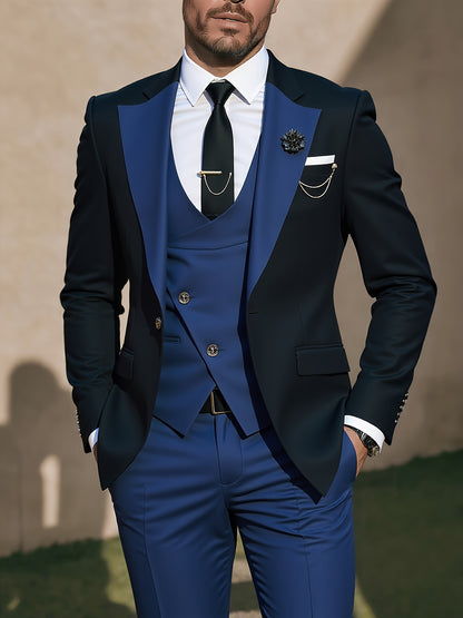 Men's 3-Piece Polyester Suit with Vest and Trousers