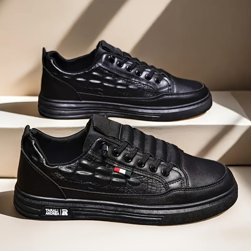 Men's Trendy Slip On Skate Shoes With Imitation Crocodile Skin Shaped Faux Upper, Non Slip Comfy Casual Shoes For Outdoor Street Walking Holiday Traveling - ayq