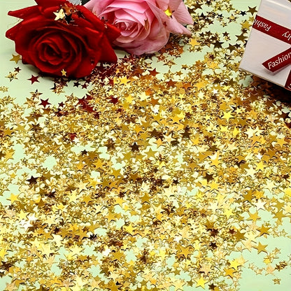 1200/2800pcs Sparkling Star-Shaped Confetti - Golden & Rose Golden Plastic Party Decorations for Halloween, Christmas, Weddings, Birthdays, Graduations, and Holiday Celebrations, Festive Table Decorations, Celebration Accesso