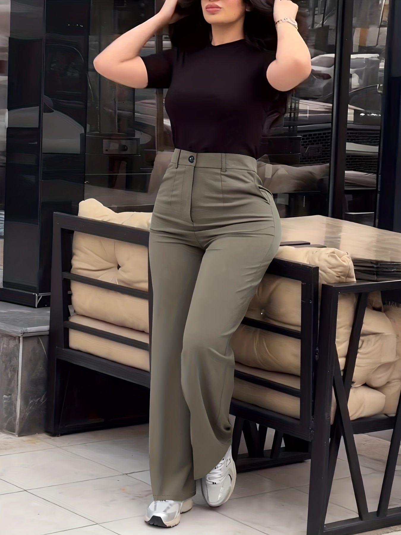 Women's Casual Slim-Fit Solid Color Long Pants