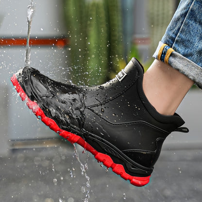 Men's Outdoor Waterproof PU Rain Boots with Rubber Sole