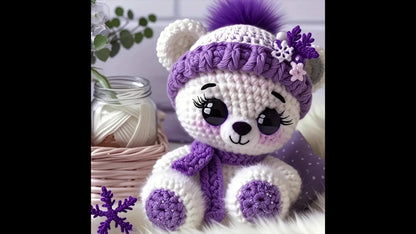 Vioiv 1pc Cute Bear Polar Bear Beginner Animal Doll Crochet Set, Adult Beginner Crochet Set, PDF File with Step by Step Text Tutorial, Dragon DIY Knitting Set, Cute and Humorous Home Decoration Decoration, Birthday and Valent