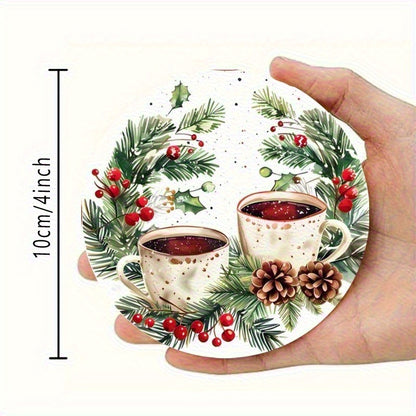 6pcs Holiday Wooden Coaster Set- Christmas and Holiday Themes, Suitable for Kitchen, Living Room, and Patio Tables- Perfect Holiday Gift, Christmas Decoration, Festive Tableware, Holiday Decor, Themed Coasters, Seasonal Desig