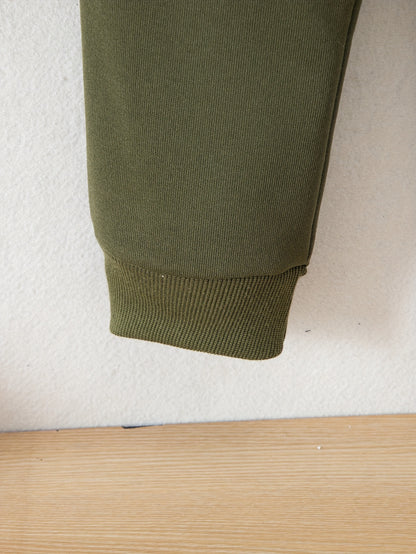 Boys' Cozy Fleece-Lined Hoodie & Sweatpants Set - Olive Green Casual Winter Outfit with Pockets, Thick Warmth for Fall & Winter, Regular Fit, Casual Attire, for Outdoor