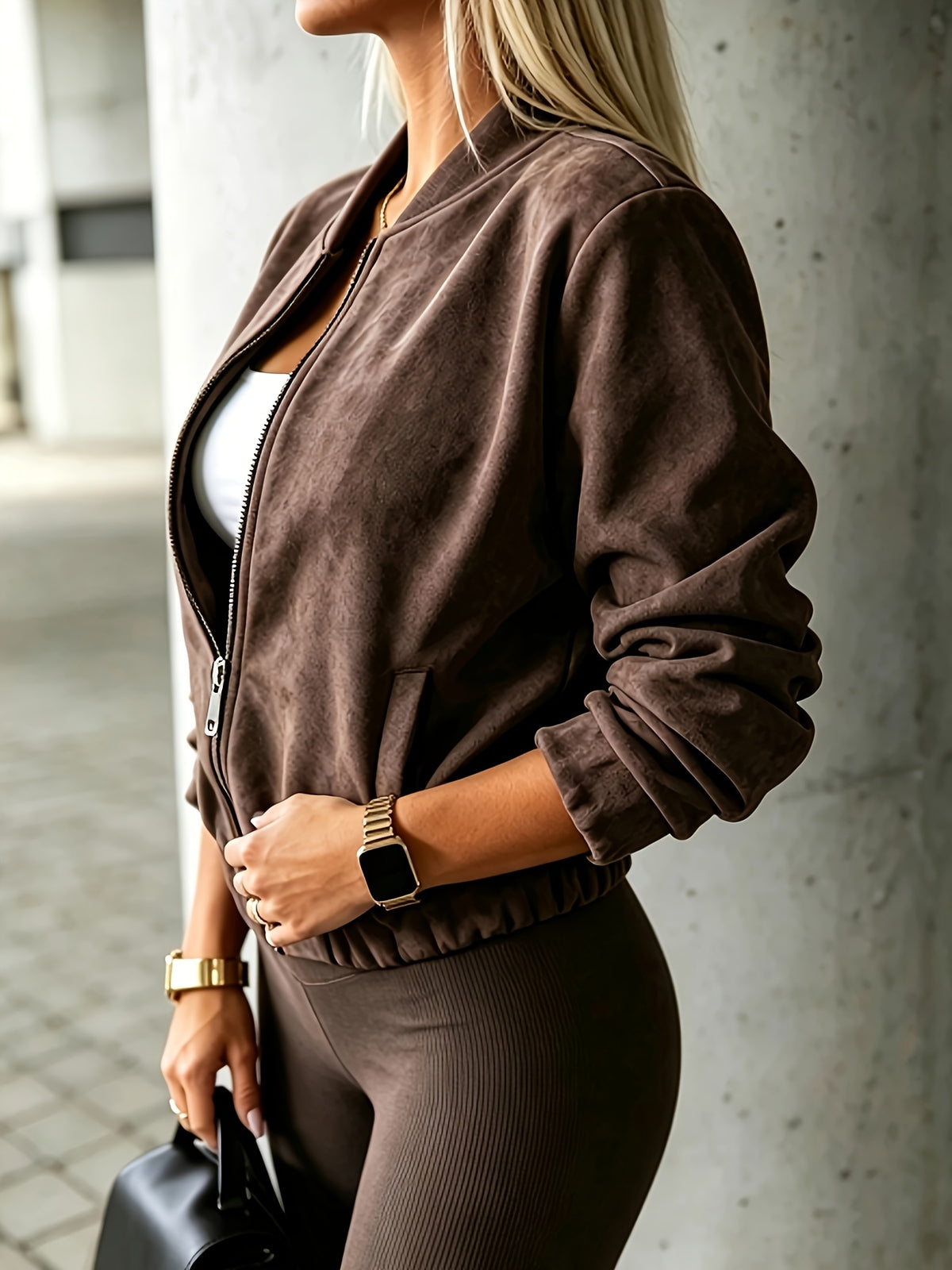 Women's Retro Short Stand-Collar Casual Zipper Jacket