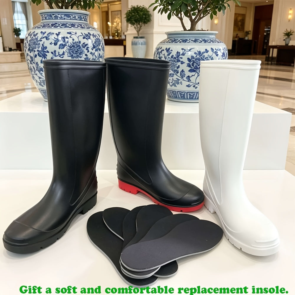 Unisex Tall Waterproof PVC Rain Boots with Non-Slip Soles