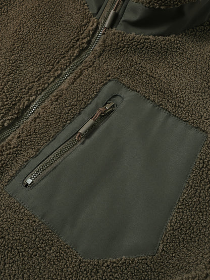 Men'S Heavyweight Fleece Jacket - Thermal Winter Coat with Stand Collar, Zipper Closure, Front Pockets - Brown/ - Cold Weather Outerwear for Everyday & Formal, Winter Jacket, Casual Outerwear, Durable Polyester, Seasonal Fash