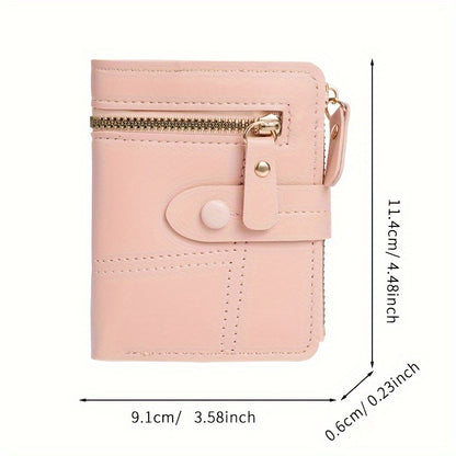 New Women'S Short Two-Fold Coin Purse for Storing Bank Cards, Credit Cards, And Multiple Card Slots with a Zipper Wallet.