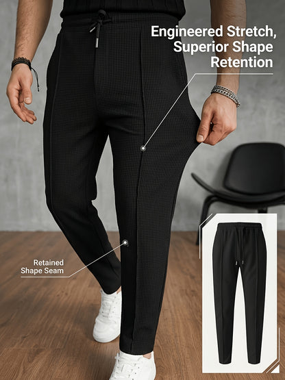 Men's Slim Fit Waffle Joggers with Elastic Waistband