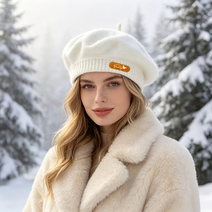 Women's Vintage British Style Polyester Beret for Autumn Winter