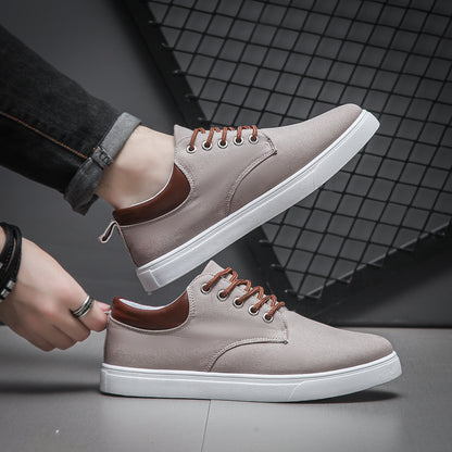 Men's Navy Blue Canvas Sneakers - Breathable, Durable, Non-Slip Casual Shoes with Brown Accents & White Sole - Perfect for Spring, Summer, and Fall Outdoor Wear, Everyday Sneakers | Casual Sporty Look | Breathable Canvas Uppe