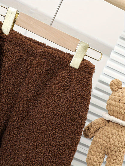 Boys' Fashion Plus Velvet Thickened Double-sided Velvet Warm Embroidered Cute Suit, Perfect for Outdoor