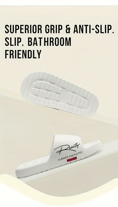 Four Seasons EVA Slip-On Slippers, Simple Positioning Print, Versatile Slip-On, Casual Soft Sole, Non-Slip Bathroom Slides, Unisex Household Slippers for All Seasons - ayq