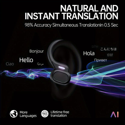 LIFEBEE Real-Time Multi-Language Translation TWS Sports Earbuds, True Wireless Ear Hook Headphones with Microphone, Wireless Connectivity, Volume Control, USB Rechargeable - Ideal for Workout & Daily Use, Wireless Earbuds