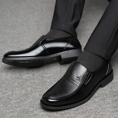 Men's Elegant PU Lace-Up Office Shoes All-Season Formal Footwear