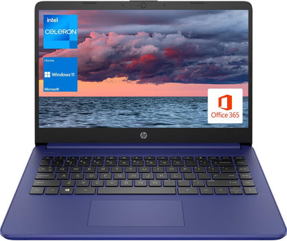 HP Portable Laptop, Student and Business, 14" HD Display, Intel Quad-Core N4120, 8GB DDR4 RAM, 64GB Emmc, 1 Year Office 365, Webcam, RJ-45, HDMI, Wi-Fi, Windows 11 Home, Silver