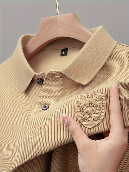 Men's Summer Casual Polo Shirt with Embroidered Lapel