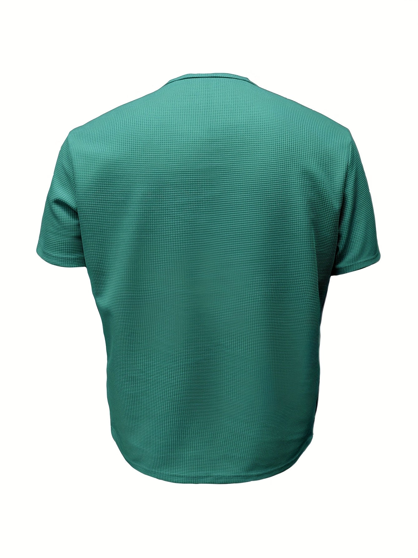 Men'S Long-Sleeve Henry Shirt in Knitted Waffle Style, Featuring Stylish Buttons And a Solid Color, Perfect for High-Quality Casual Outdoor Wear in Spring And Summer.