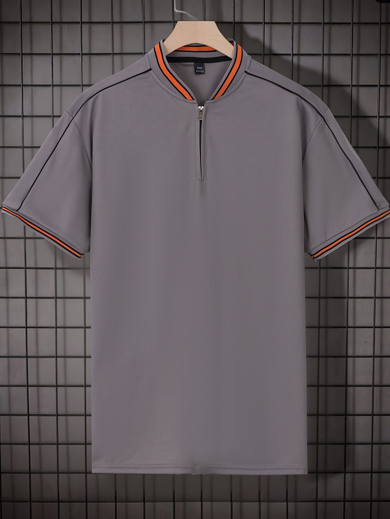 [T-Shirt] Men's Summer Casual Short Sleeve T-Shirt - Breathable Mesh Crew Neck Henley Style Zip Placket, Breathable Fabric, Dry Cleanable Regular Fit Outdoor & Casual Attire, Loose Style, Zip Front Design, Easy Care, Zip Shir - ayq