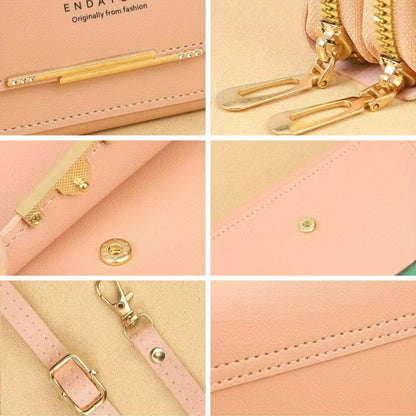 Women'S Shoulder Bag, New Multifunctional Wallet for Women, Zip Closure, Detachable Shoulder Strap, Can Be Used As a Shoulder Or Crossbody Bag, Medium-Length Clutch, Phone Bag, Coin Purse, with 3 Card Slots + Phone Compartmen