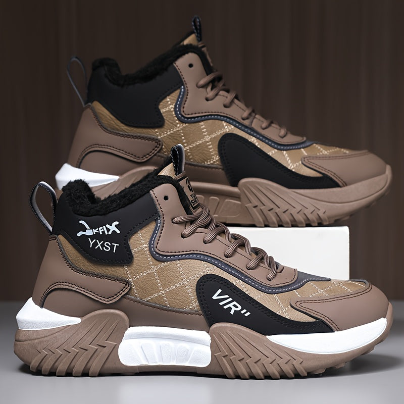 Men'S Winter Running Shoes - Slip-Resistant Rubber Sole, Warm Lining - Low-Top Sneakers in Black/White/Gray/ - Cushioned Cushioning for Gym, Hiking, Everyday - Lace-Up Closure - Autumn/Winter Footwear, Winter Shoes, Gym Footw