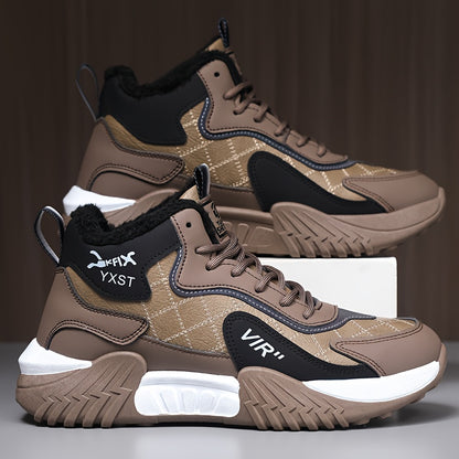 Men'S Winter Running Shoes - Slip-Resistant Rubber Sole, Warm Lining - Low-Top Sneakers in Black/White/Gray/ - Cushioned Cushioning for Gym, Hiking, Everyday - Lace-Up Closure - Autumn/Winter Footwear, Winter Shoes, Gym Footw