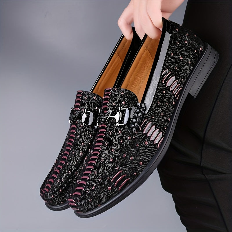 Men's Cow Leather Slip-On Dress Shoes with Soft Rubber Sole
