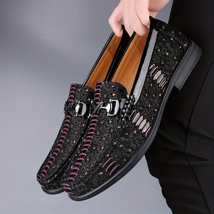 Men's Cow Leather Slip-On Dress Shoes with Soft Rubber Sole