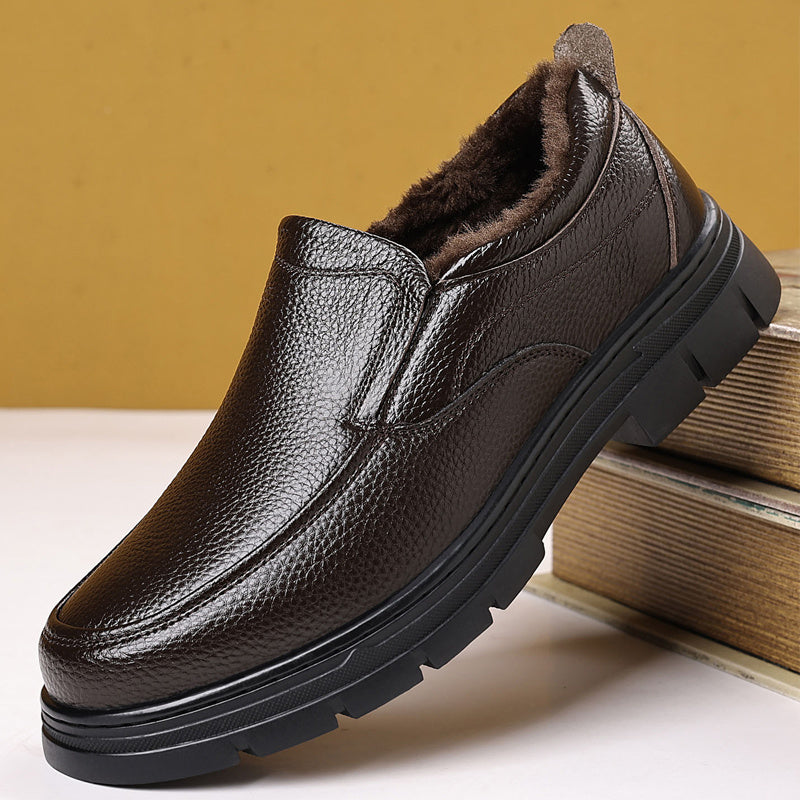 Men's Casual Leather Loafers with Warm Winter Interior