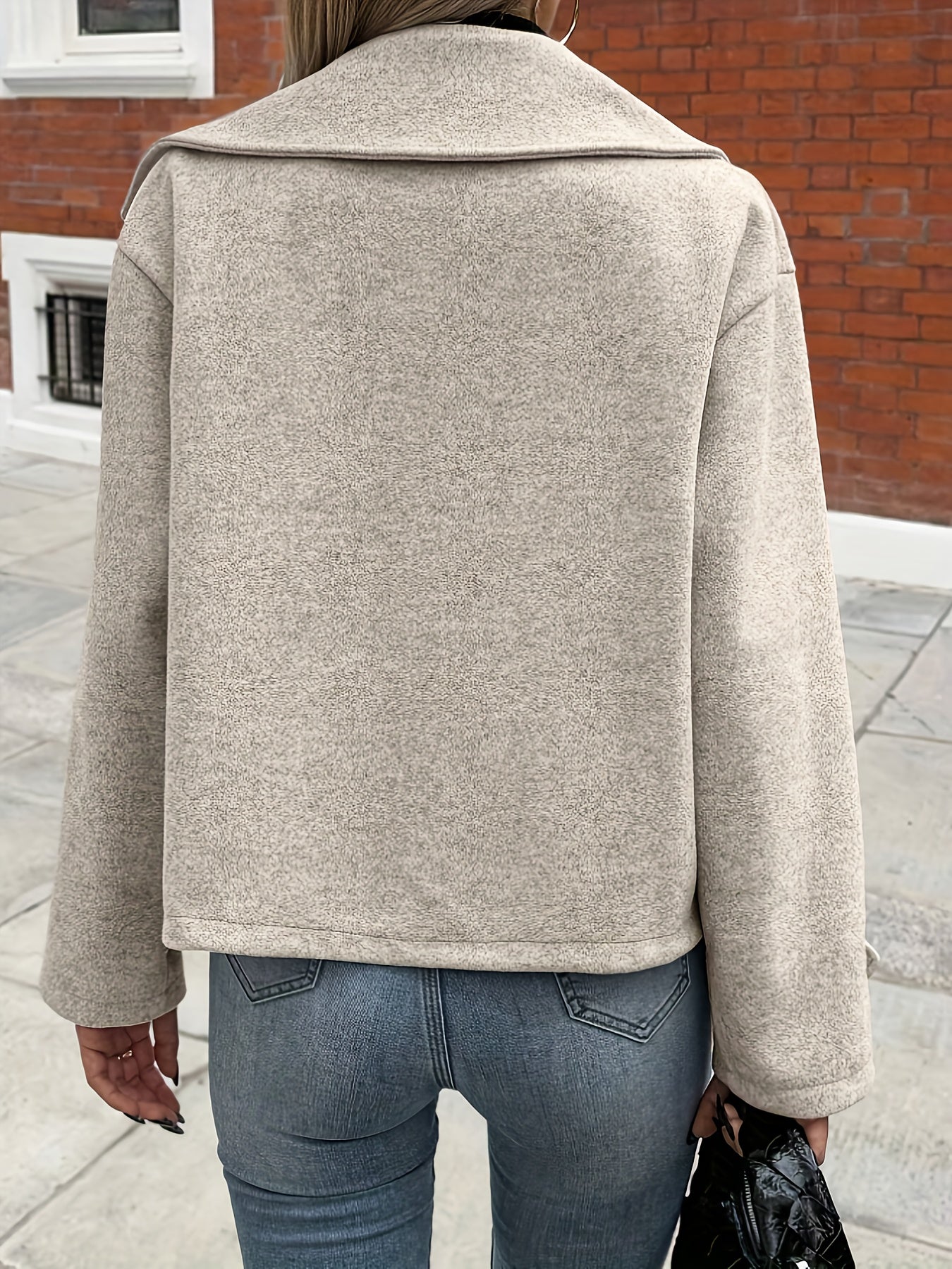 Women's Solid Color Large Lapel Coat, Suitable for Casual Attire. Autumn and Winter Long Sleeve Loose Jacket