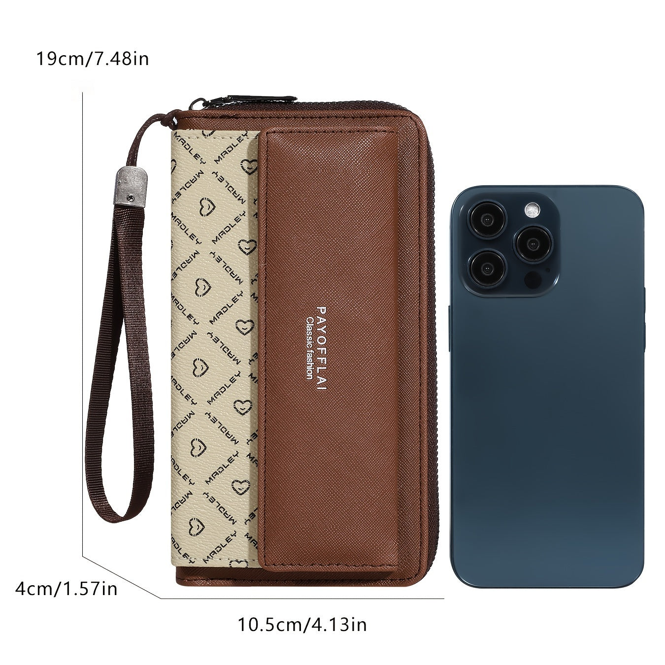 Classic PU Women'S Wallet, Long, Color-Block, Double-Layer Design, Zipper Closure, Zip Pocket, Photo Separation Layer, Nylon Lining, Continental Form Factor, with Positioning Printing for Women