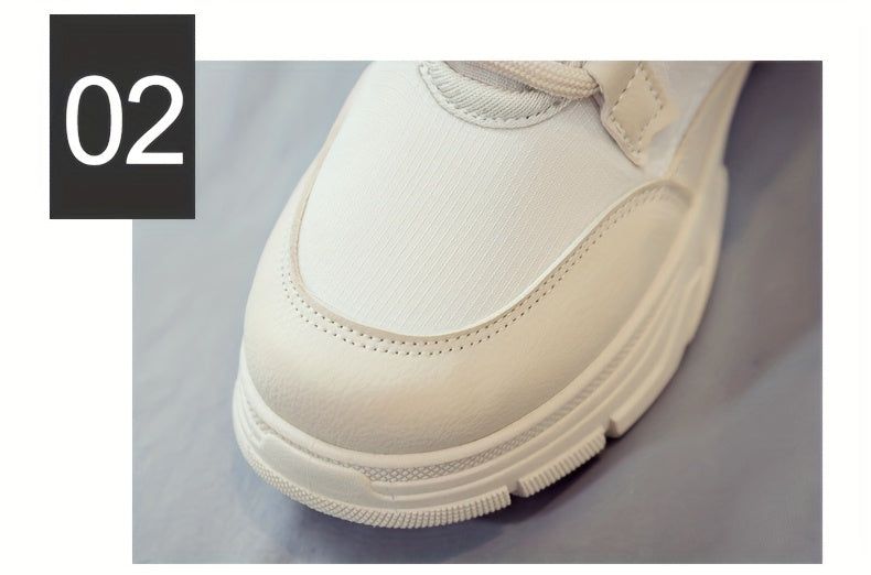 Women'S Winter Boots - Thick Platform Sole for Height & Traction, Lace-Up Mid-Calf Boots with PU Synthetic Cover Upper, Non-Slip PVC Outsole - Beige/White Cold Weather Shoes for Everyday, Formal, Party - Easy-Clean & Durable