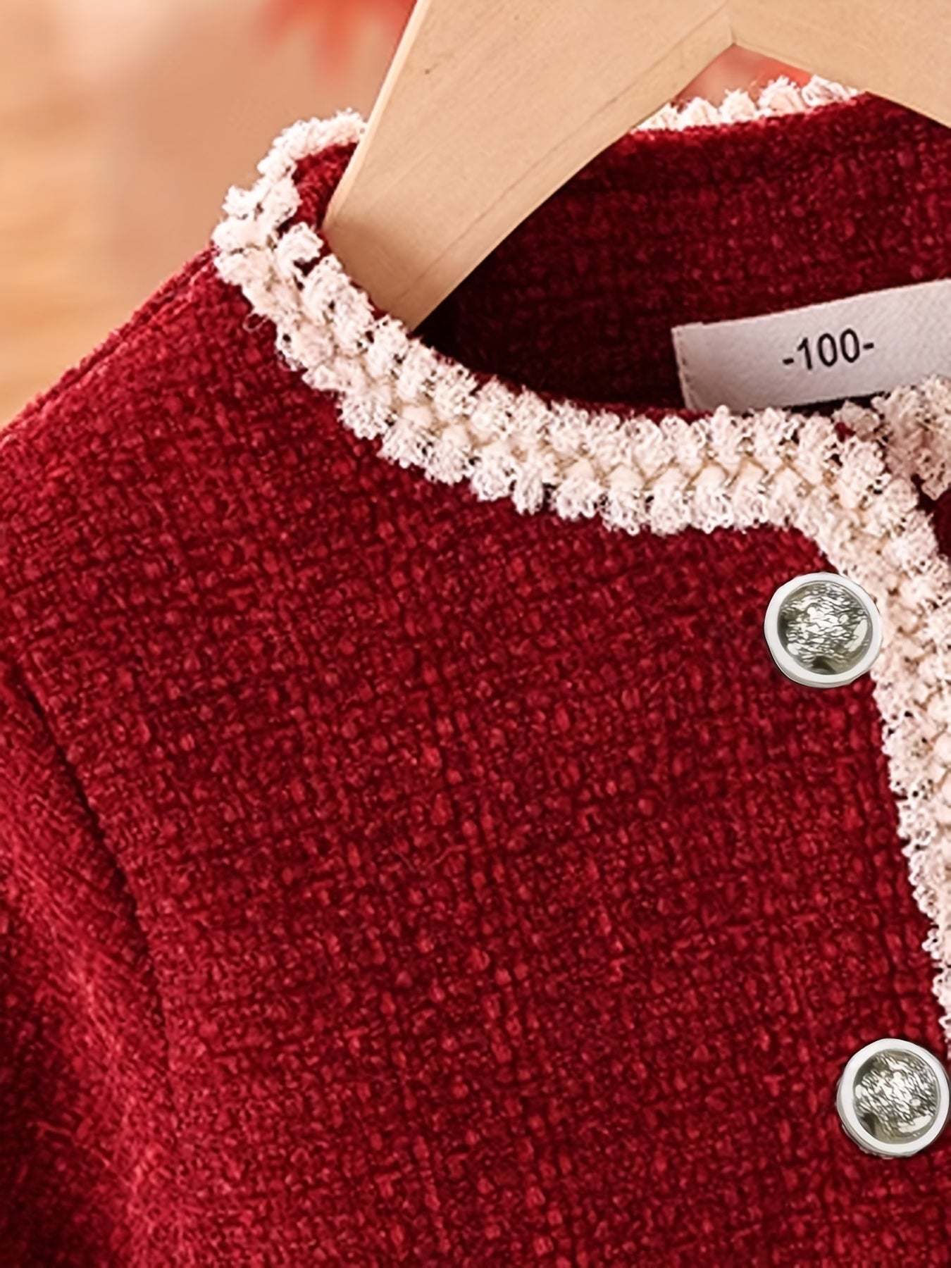 Girls' Elegant Red & Ruffled Skirt Set - Long Sleeve, Button-Up, Non-Stretch Fabric, Loose Fit, Perfect for Fall/Winter, Casual Style, Casual Attire, |elegant Girls' Set|buttonup Skirt Set, For Outdoor