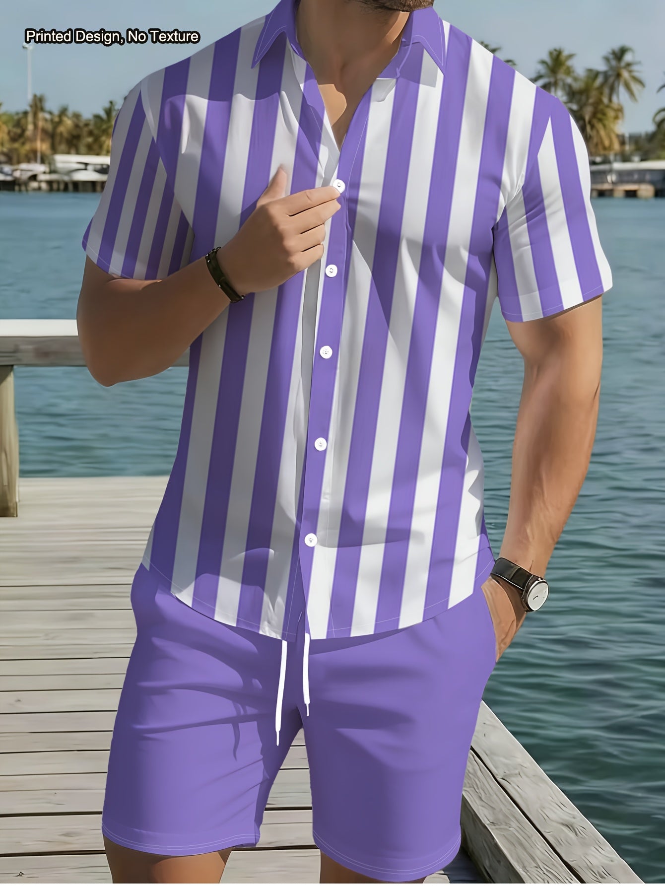 Men's Casual Summer Shirt & Shorts Set with Unique Print