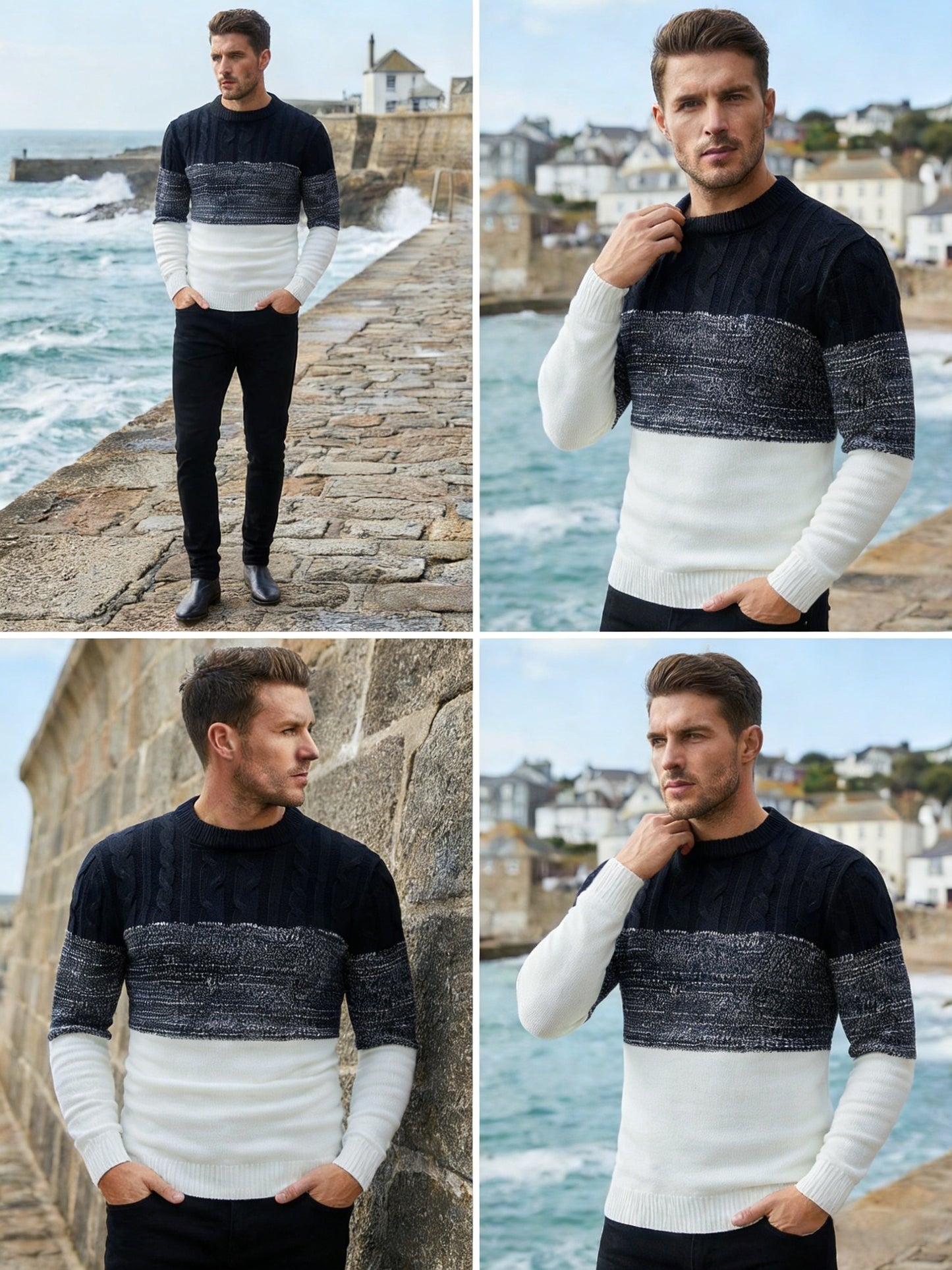 Men's Color Block Patchwork Round Neck Casual Fabric Pullover