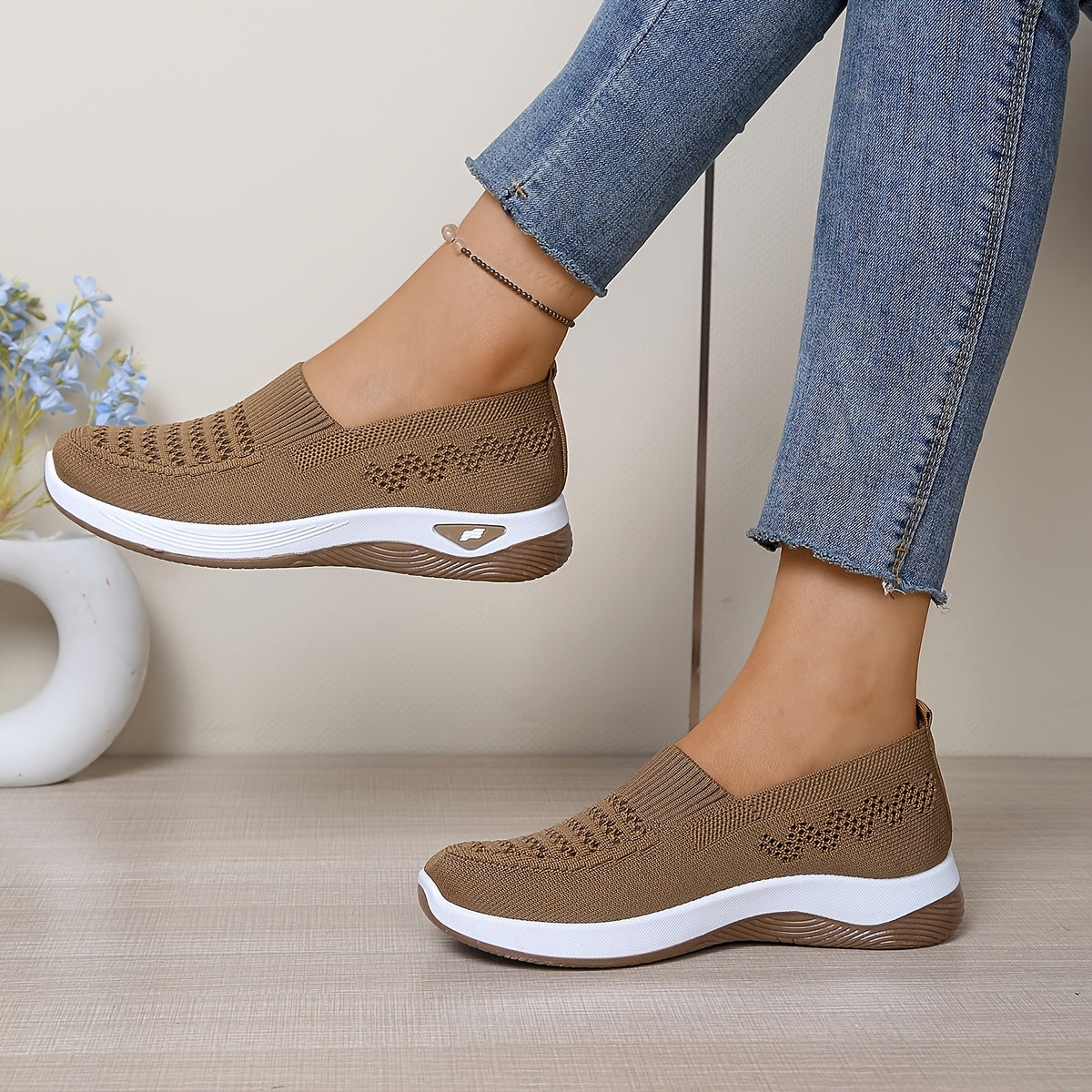 Women's Breathable Slip-On Flat Shoes with Soft PVC Sole