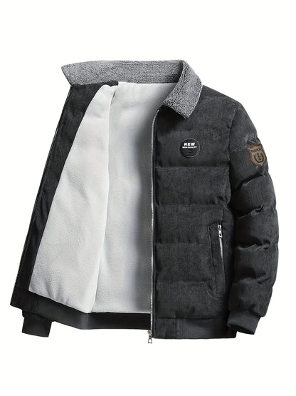 Men'S Heavyweight Winter Coat - Thick Insulated Jacket with Zipper Closure, Formal & Casual Outerwear for Cold Weather, Travel, Everyday - Black/Tan, Polyester Lining, Non-Stretch Fabric, Travel Clothing, Classic Design, Dura