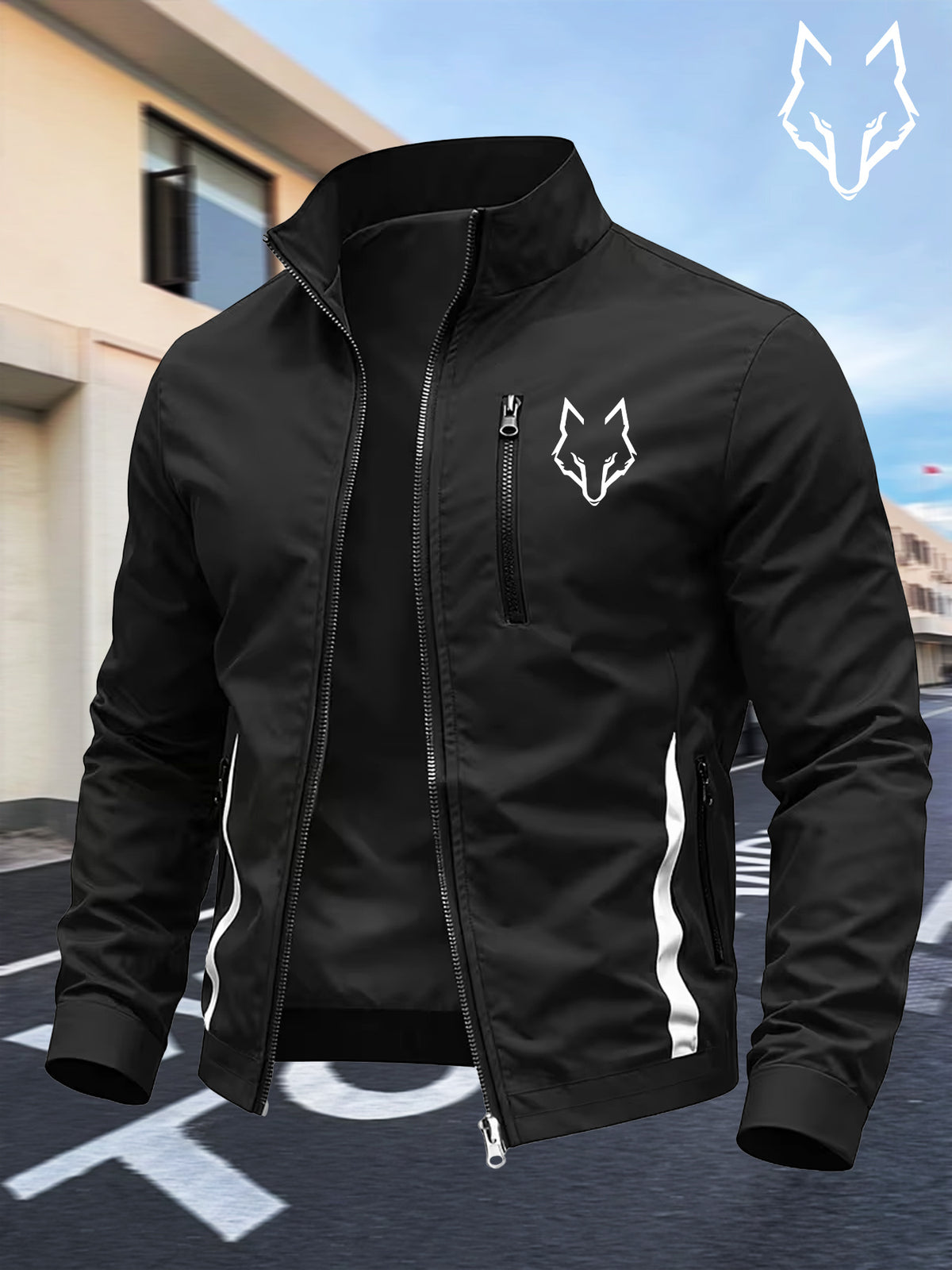 Men’s Casual Windbreaker Jacket with Zipper and Pockets